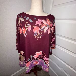 Chico’s Floral Print Kimono Shawl Blouse Top Chicos